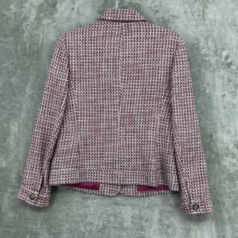 Talbots Jacket Womens Size 10 Tweed Wool Blend Blazer Office Career Preppy Pink